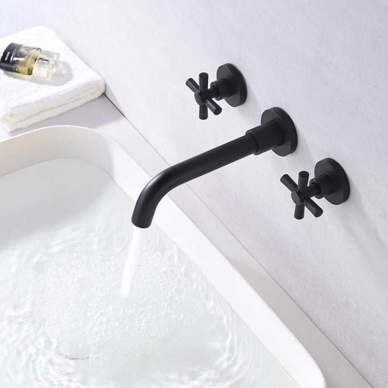 sumerain Matte Black Bathroom Faucet,Wall Mount Black Bathroom Faucets and Rough-in Valve Included - Image 3